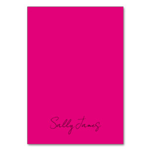 Chic Modern Hot Pink und Black Signatur Name Tischnummer