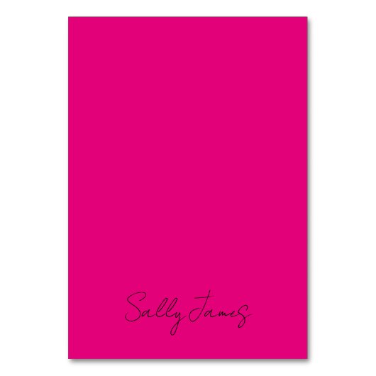 Chic Modern Hot Pink und Black Signature Name Tischnummer (Vorderseite)