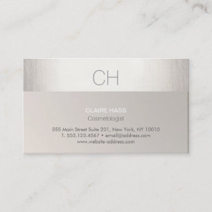 Chic Modern Imitats Silver Foil and Taupe Monogram Visitenkarte