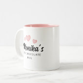 Chic Modern Individuelle Name Script Hot Chocolate Zweifarbige Tasse (Vorderseite Links)