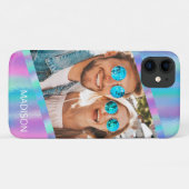 Chic Modern Iridescent Girl Foto Personalisiert Case-Mate iPhone Hülle (Rückseite (Horizontal))