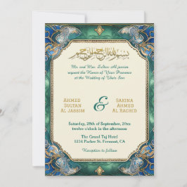 Chic Modern Islamic Wedding Nikah mit QR-Code Einladung