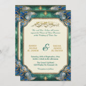 Chic Modern Islamic Wedding Nikah mit QR-Code Einladung (Vorne/Hinten)