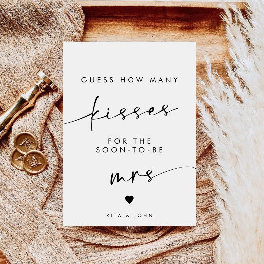 Chic Modern Kisses für Mrs. Brautparty Game Sign Poster
