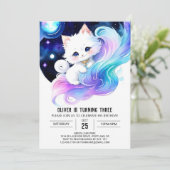 Chic Modern Kitten Geburtstag Einladung (Stehend Vorderseite)