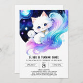 Chic Modern Kitten Geburtstag Einladung (Vorne/Hinten)