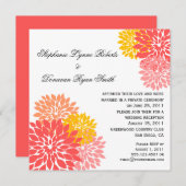 Chic Modern Lachs Peach Gold Blume Petals Einladung (Vorne/Hinten)