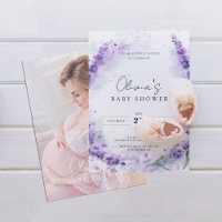 Chic Modern Lavender Foto Babydusche