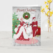 Chic Modern Lesbian Couple Weihnachtskarte Karte (Gelbe Blume)