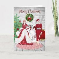 Chic Modern Lesbian Couple Weihnachtskarte