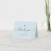 Chic Modern Light Blue Script Rose Gold Herz Dankeskarte (Vorderseite)