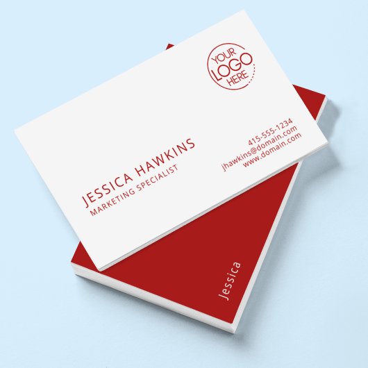 Chic Modern Logo Crimson Red Beruflich Visitenkarte