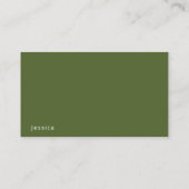 Chic Modern Logo Olive Green Beruflich Visitenkarte (Rückseite)