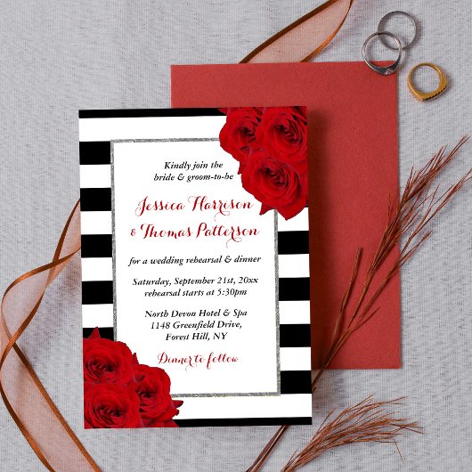 Chic Modern Luxe Hochzeit Probe Dinner Einladung