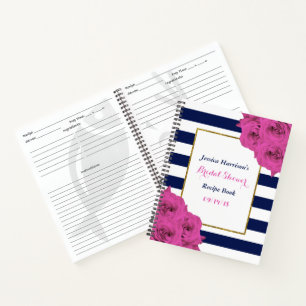 Chic Modern Luxe Pink Roses Brautparty Rezept Notizbuch