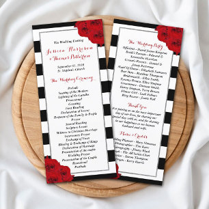 Chic Modern Luxe Rote Rosen Hochzeitsprogramm Werbekarte