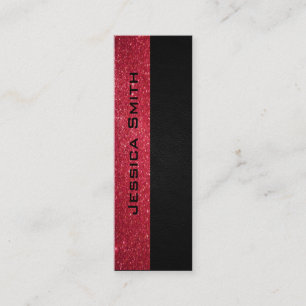 Chic modern luxuriöses, rotes Glitterleder-Look Mini Visitenkarte
