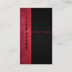 Chic modern luxuriöses, rotes Glitterleder-Look Visitenkarte