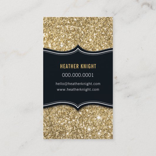 CHIC modern luxury glam glitter black gold Visitenkarte (Rückseite)