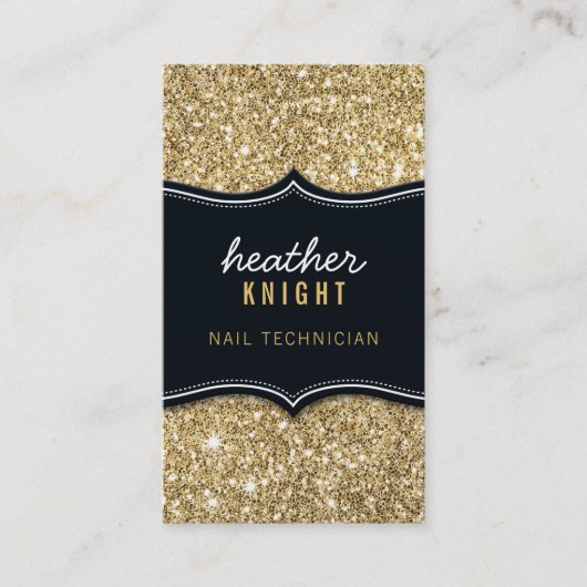 CHIC modern luxury glam glitter black gold Visitenkarte (Vorderseite)