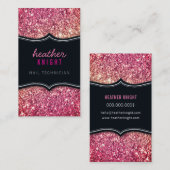 CHIC modern luxury glam glitter black pink Visitenkarte (Vorne/Hinten)
