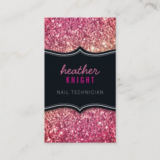 CHIC modern luxury glam glitter black pink Visitenkarte (Vorderseite)