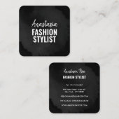 Chic Modern Luxus Schlicht Black Einfach Minimalis Quadratische Visitenkarte (Vorne/Hinten)