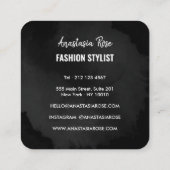 Chic Modern Luxus Schlicht Black Einfach Minimalis Quadratische Visitenkarte (Rückseite)