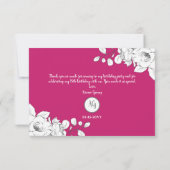 Chic Modern Magenta White Floral Dankeskarte (Rückseite)