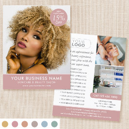 Chic Modern Makeup Beauty Salon Pink Business Flyer