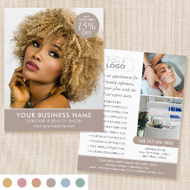 Chic Modern Makeuty Beauty Salon Taupe Business Flyer