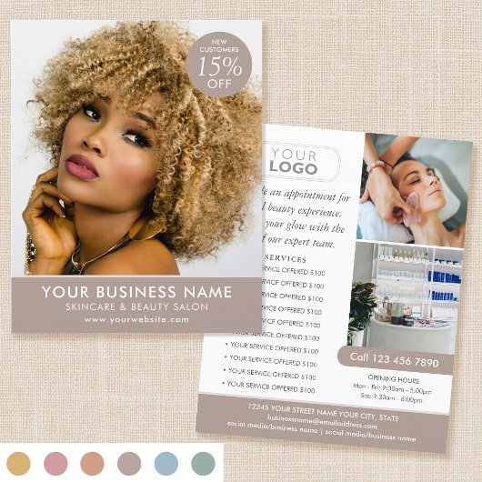 Chic Modern Makeuty Beauty Salon Taupe Business Flyer