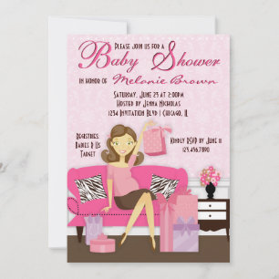 Chic Modern Mama mit Geschenke Babydusche Einladun Einladung