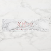 Chic+Modern Marble+Rose Gold Script Willkommen Wasserflaschenetikett (Einzelnes Label)
