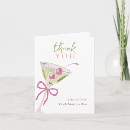 Chic Modern Martini Bridal Shower Thank You Card Dankeskarte (Vorderseite)