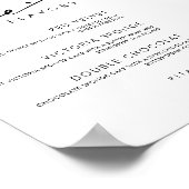 Chic Modern Menu Cake Wedding Cake Sign Poster (Ecke)