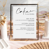 Chic Modern Menu Cake Wedding Cake Sign Poster
