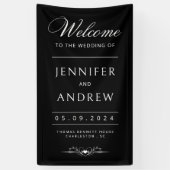 Chic, modern, Minimal Black Wedding Willkommen Banner (Vertikal)