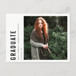 CHIC MODERN MINIMAL BOLD CUSTOM FOTO ABSCHLUSS ANKÜNDIGUNGSPOSTKARTE