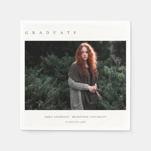 CHIC MODERN MINIMAL CLEAN CUSTOM FOTO ABSCHLUSS SERVIETTE (Vorderseite)