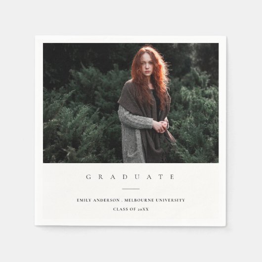 CHIC MODERN MINIMAL CLEAN CUSTOM FOTO ABSCHLUSS SERVIETTE (Vorderseite)