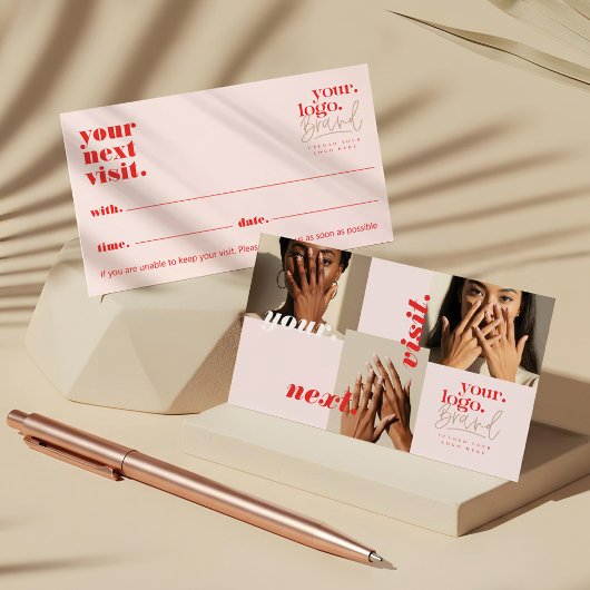 Chic Modern Minimal Logo Nail Salon Foto Collage Terminkarte