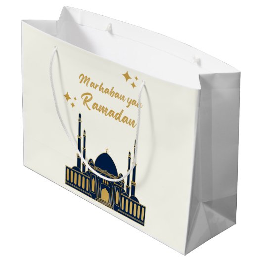 Chic Modern Minimal Ramadan Greeting Große Geschenktüte (Rückseite Schrägansicht)