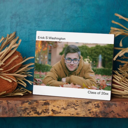 Chic Modern Minimalist Graduate Photo Desktop Fotoplatte (Seite)