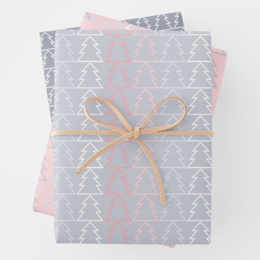 Chic Modern Minimalist Grey Pink Geschenkpapier Set (Beispiel)