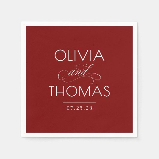Chic Modern Minimalist Typography Red Wedding Serviette (Vorderseite)