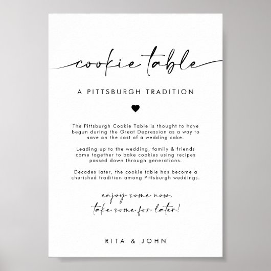 Chic Modern Minimalistisch Cookie Table Wedding Si Poster (Vorne)