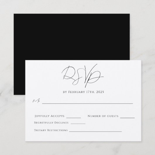 Chic Modern Minimalistisch Einfache Elegante RSVP  Karte (Vorne/Hinten)