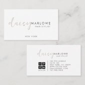 Chic Modern Minimalistisch Hair Stylist Visitenkarte (Vorne/Hinten)