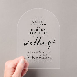 Chic Modern Minimalistisch Heart Typografy Wedding Acryleinladungen